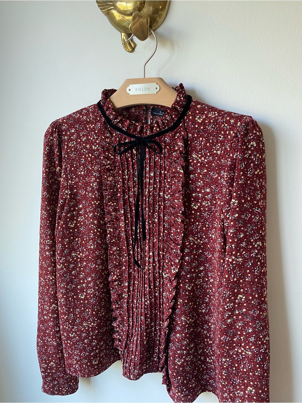 Zara • Blouse with Black Bow Sz S